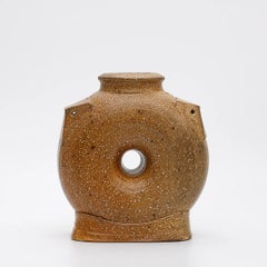 Wood and Salt Fired Donut Flask by American Potter Michael Simon