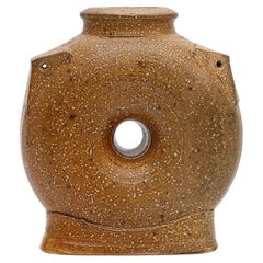 Wood and Salt Fired Donut Flask by American Potter Michael Simon