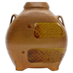Wood and Salt Fired Fish Flask by American Potter Michael Simon