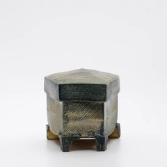 Wood and Salt Fired Trapezoidal Box by American Potter Michael Simon