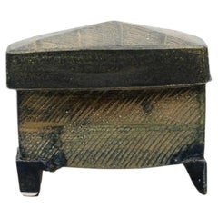 Wood and Salt Fired Trapezoidal Box by American Potter Michael Simon