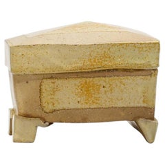 Wood and Salt Fired Trapezoidal Box by American Potter Michael Simon