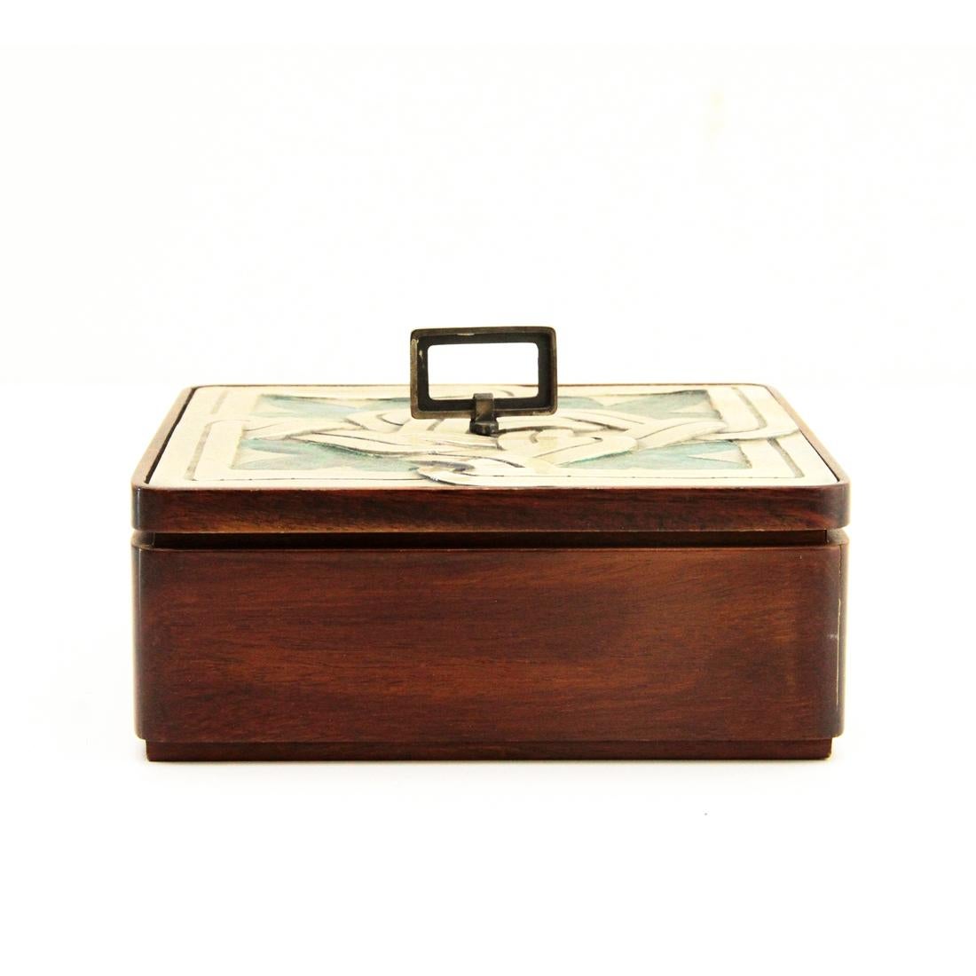 Italian Wood and Silver Box from Ottaviani, 1970s