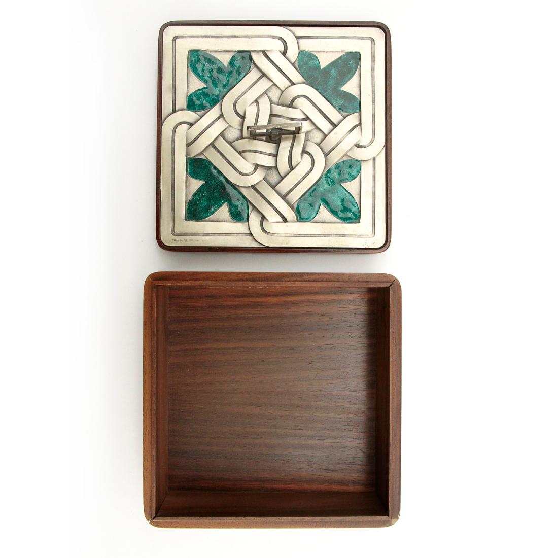 Enamel Wood and Silver Box from Ottaviani, 1970s