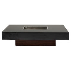 Wood and Stainless Steel Coffee Table, 1970s