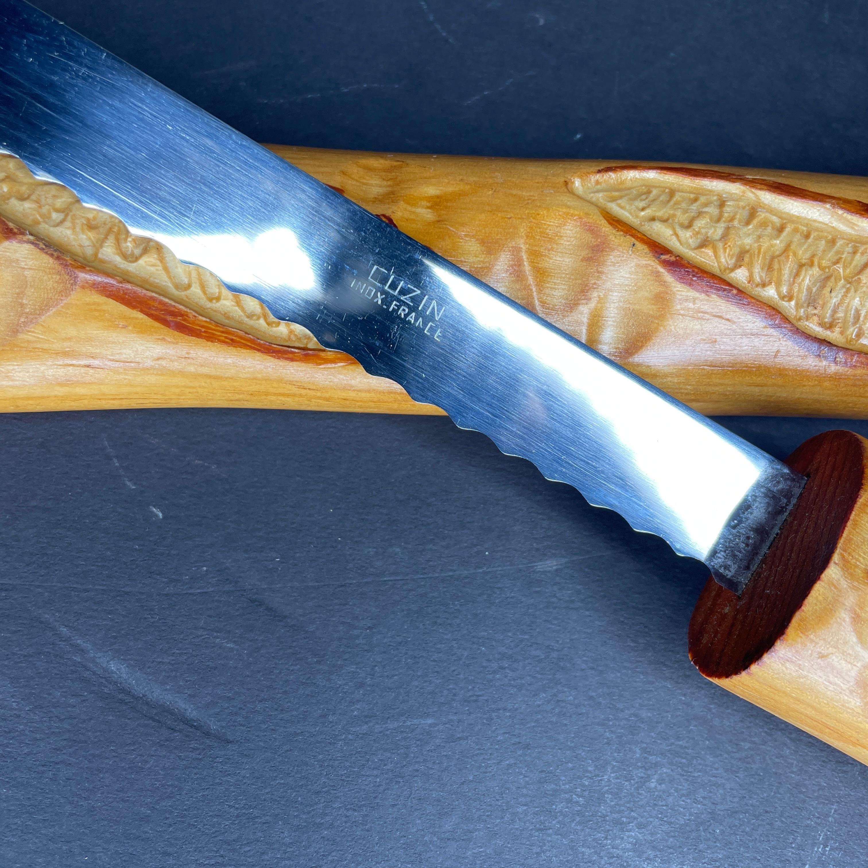20ième siècle Couteau à pain en bois et en acier inoxydable en vente