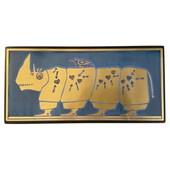 Wood and stainless steel rhinoceros box by Jean-Pierre Chevalier, circa 1970