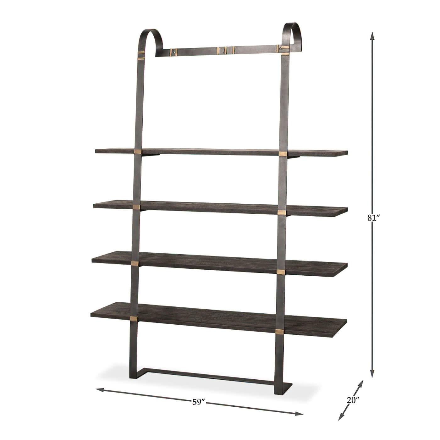 Industrial Wood and Steel Bookshelf For Sale