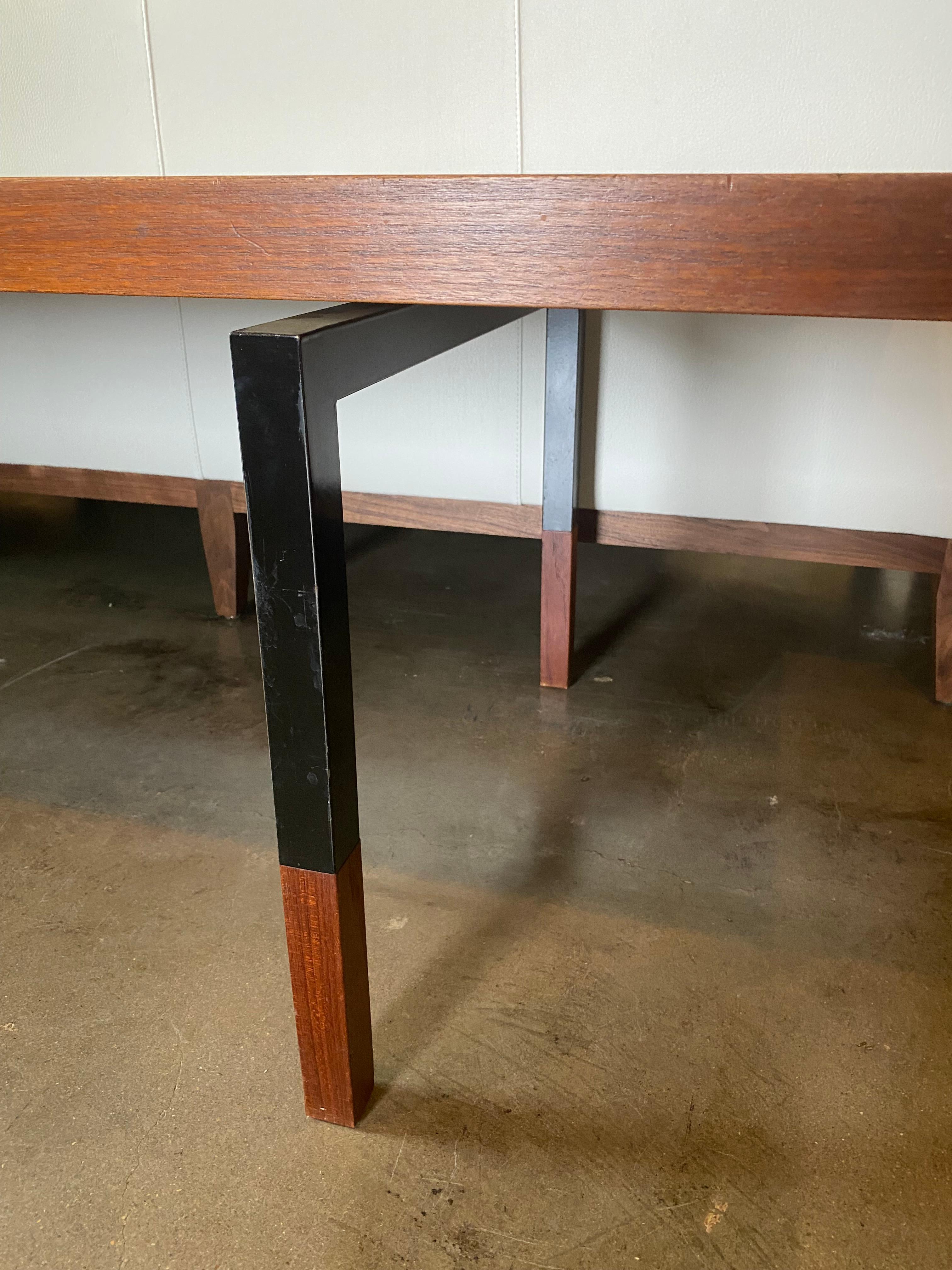 Danish Wood and Steel Mid-Century Table or Bench, Denmark, 1950's For Sale