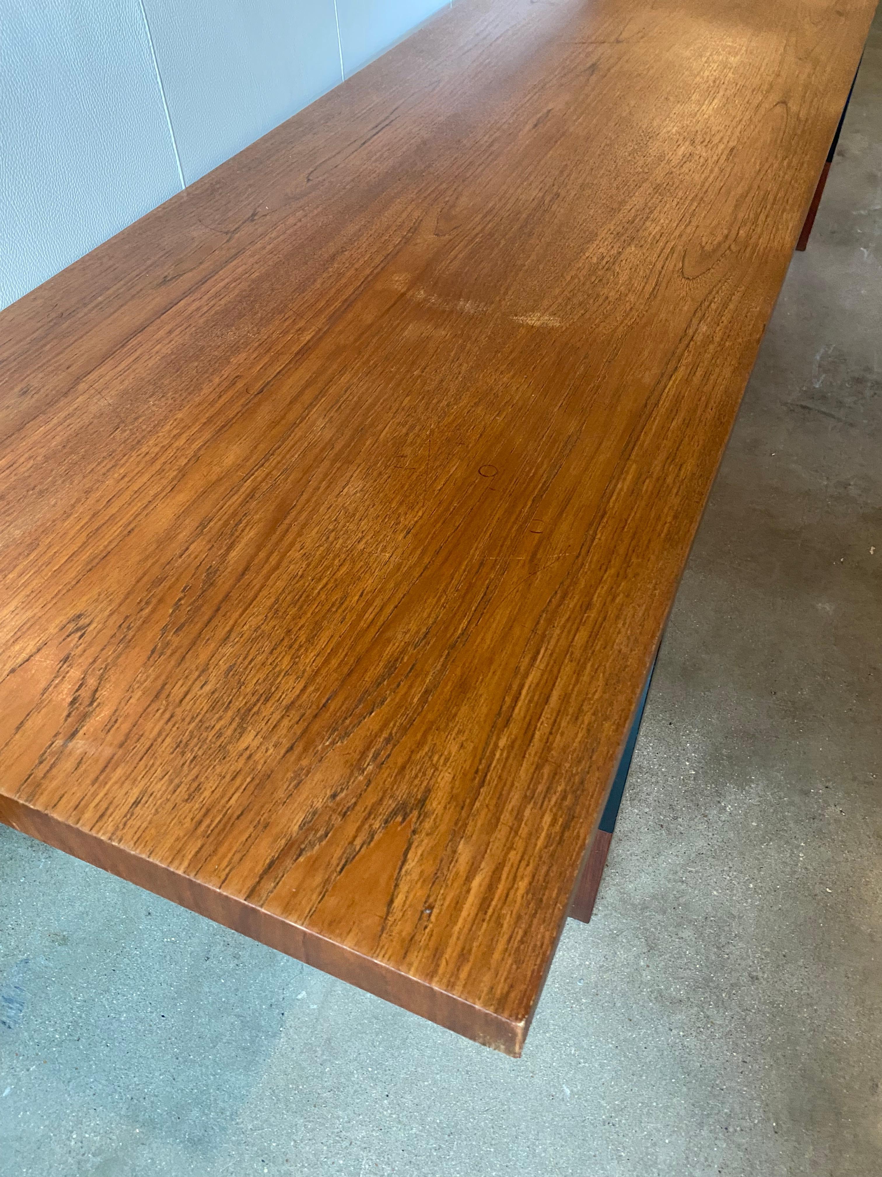 Wood and Steel Mid-Century Table or Bench, Denmark, 1950's In Good Condition For Sale In Austin, TX