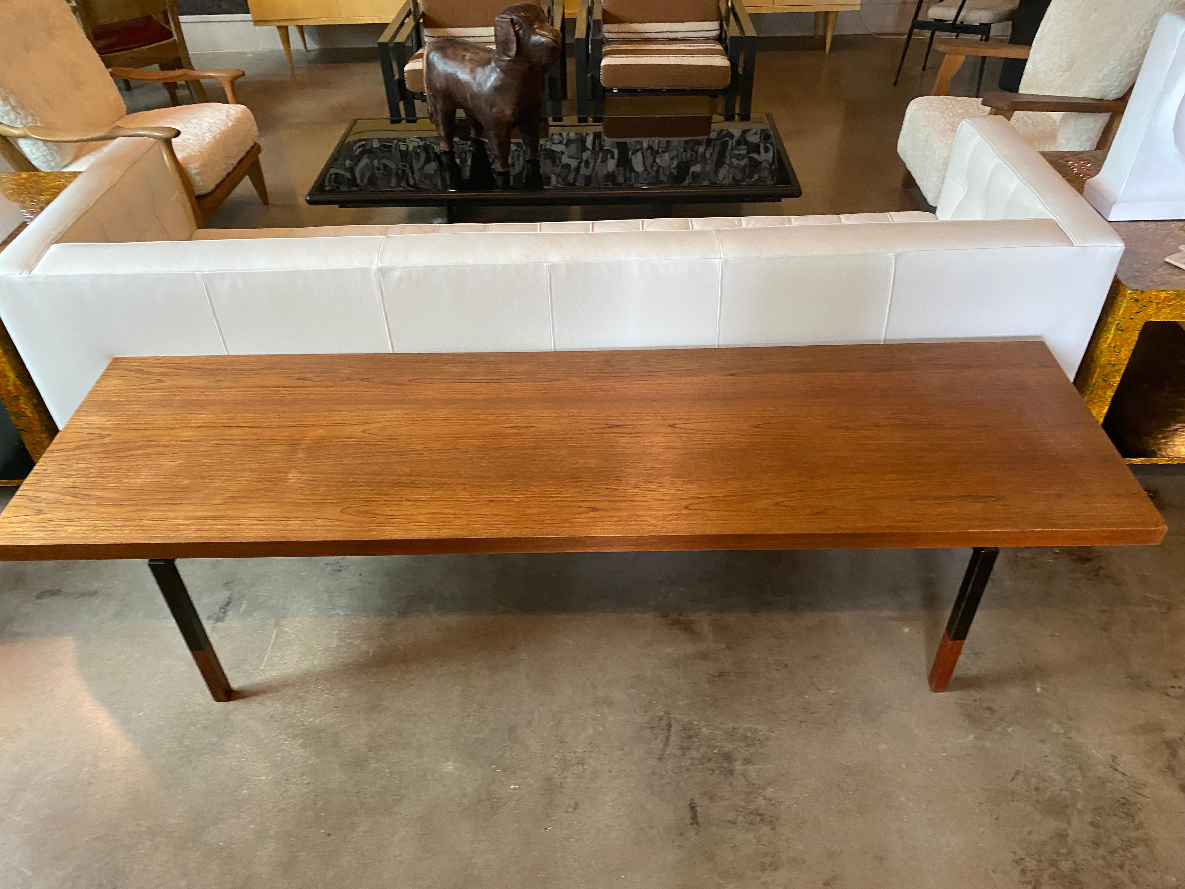 Mid-20th Century Wood and Steel Mid-Century Table or Bench, Denmark, 1950's For Sale