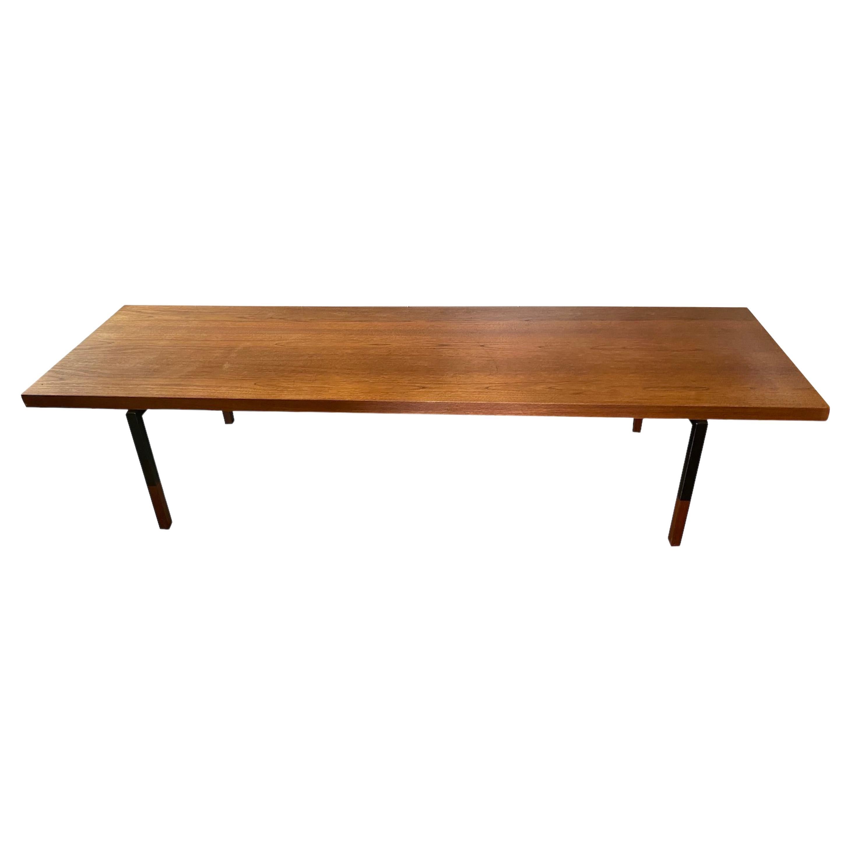 Tisch oder Bank aus Holz und Stahl aus der Mitte des Jahrhunderts, Dänemark, 1950er Jahre