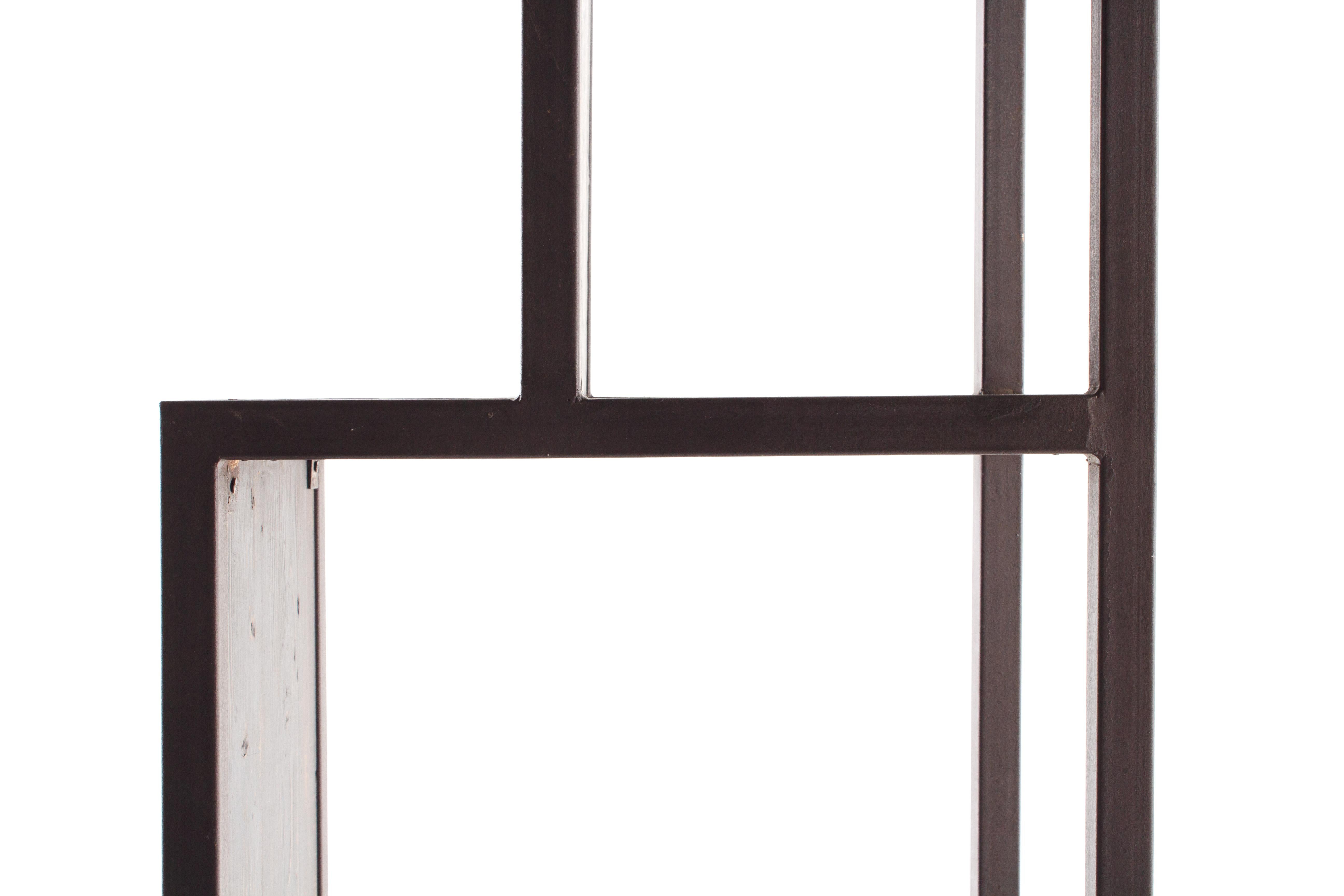 Wood and Steel off Set Etagere In Good Condition In Dallas, TX