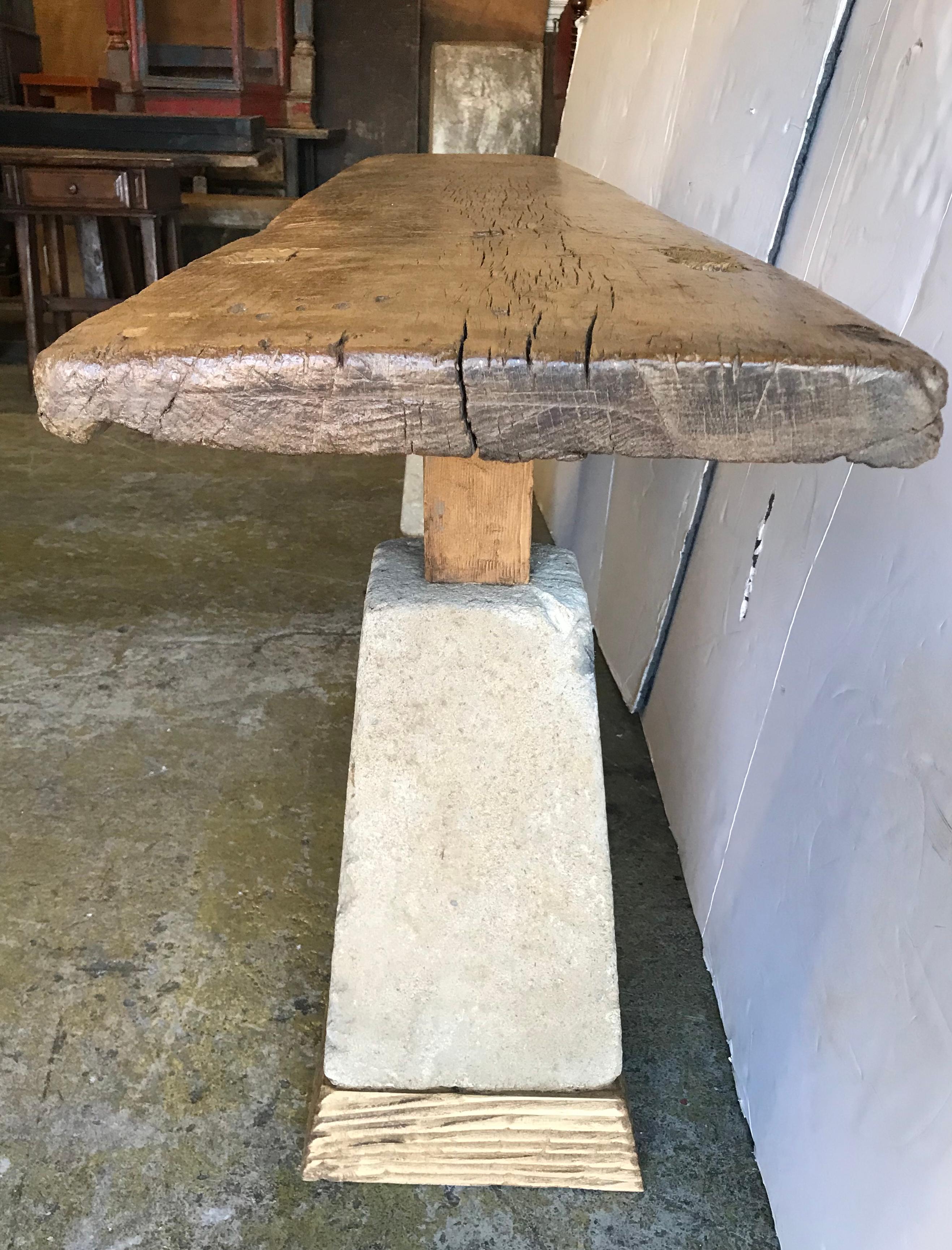 Rustic Wood and Stone Console