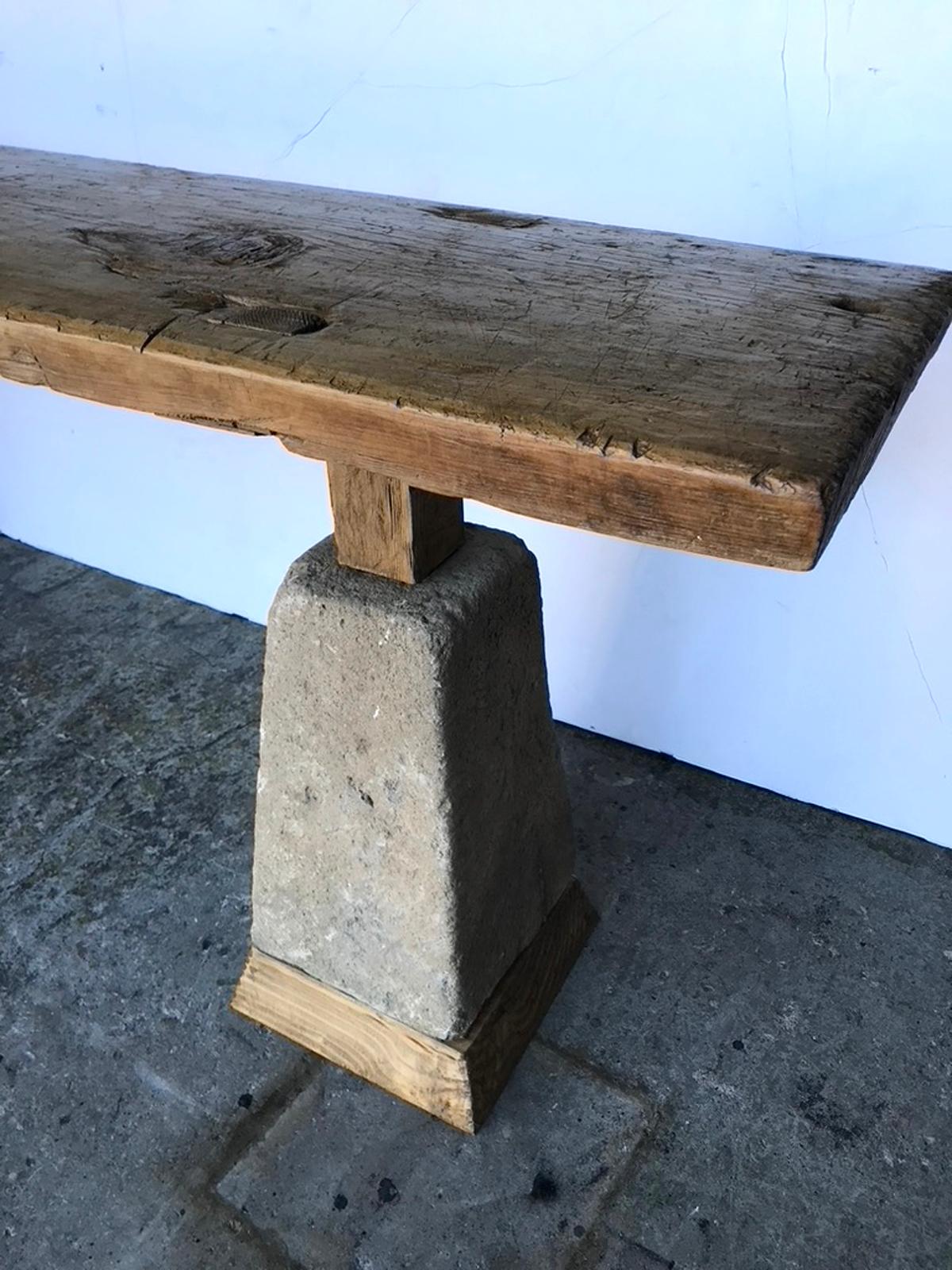 Guatemalan Wood and Stone Console