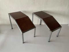 Wood and Thick Metal Pair of Shoe Fitting Stools or Tables, 1960s, Italy