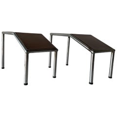 Wood and Thick Metal Pair of Shoe Fitting Stools or Tables, 1960s, Italy