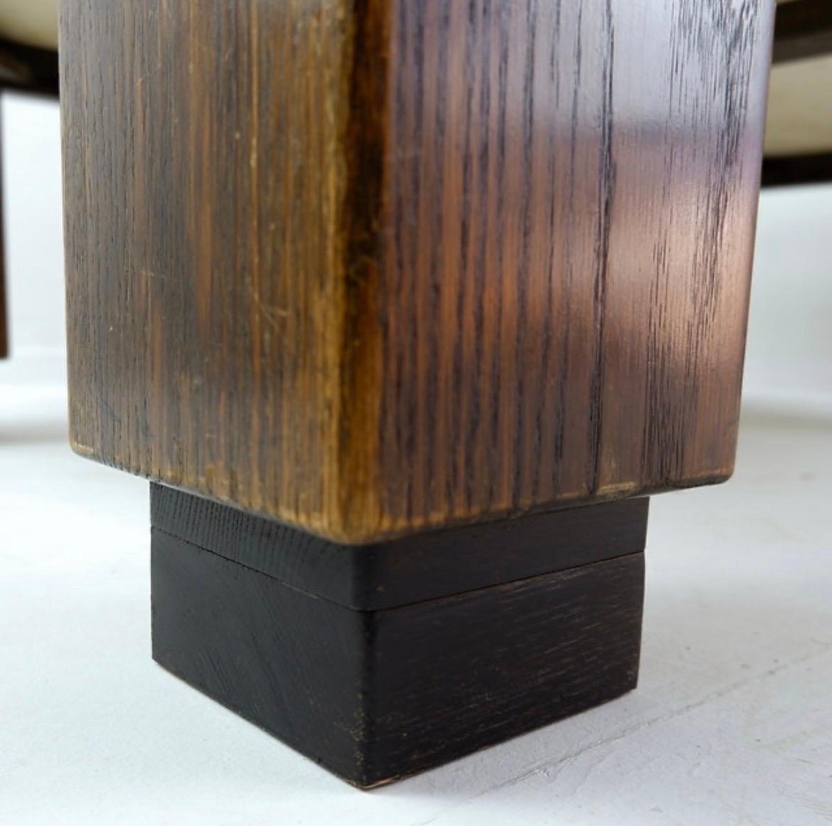 Wood and travertin top large coffee table For Sale 6