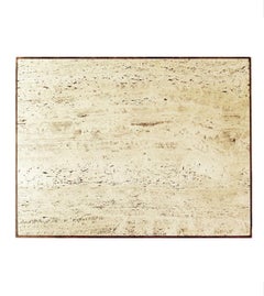 Wood and travertin top large coffee table