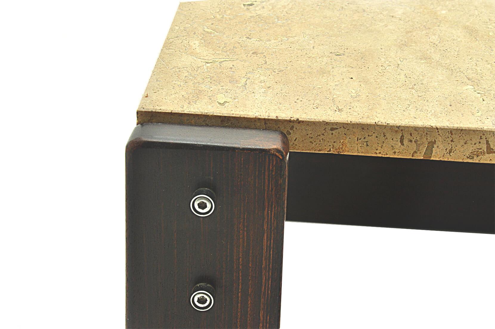 Mid-20th Century Wood and Travertine Side Table, in the Manner of Tobia Scarpa, Italy, 1960