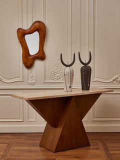 Tavolo in Wood e pietra di travertino di Studio A. Glustin