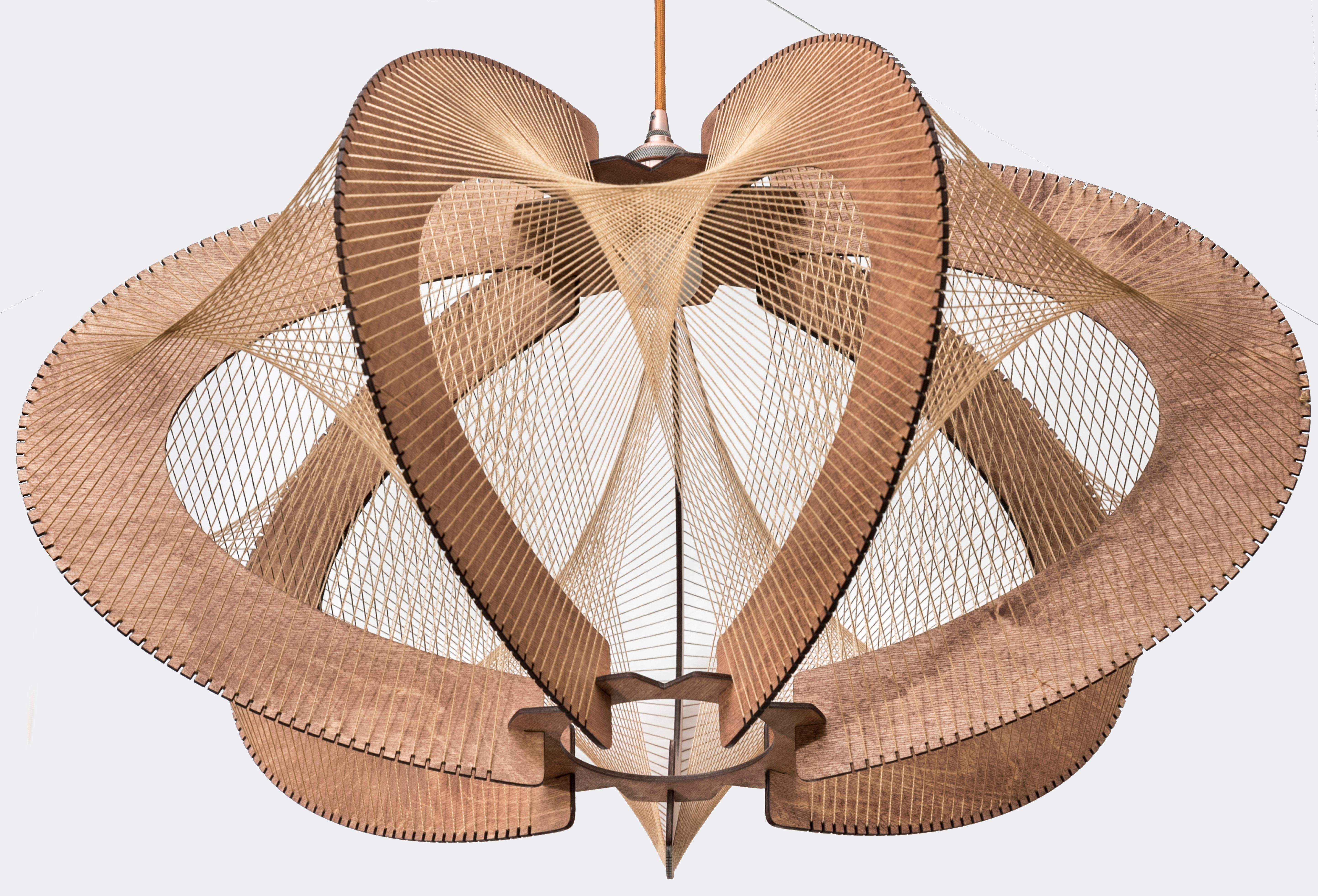 French Wood and Twine Modern Suspensions For Sale