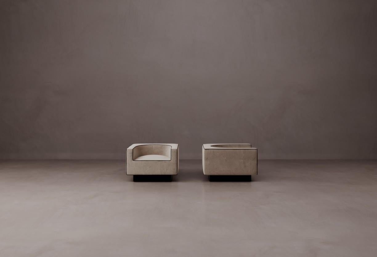 Pantheon-Sessel aus Holz und Polsterung von Dainelli Studio Atelier A (Postmoderne) im Angebot