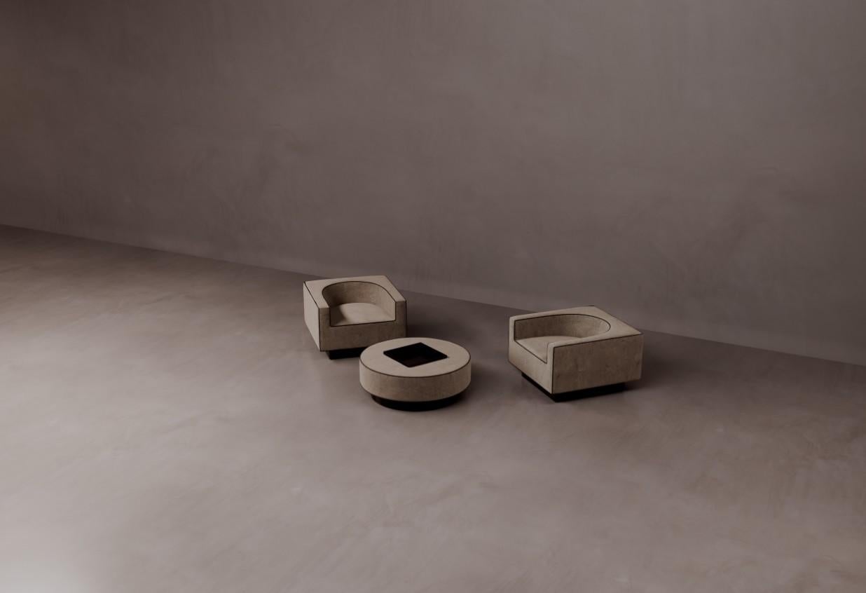 Pantheon-Sessel aus Holz und Polsterung von Dainelli Studio Atelier A (Italienisch) im Angebot