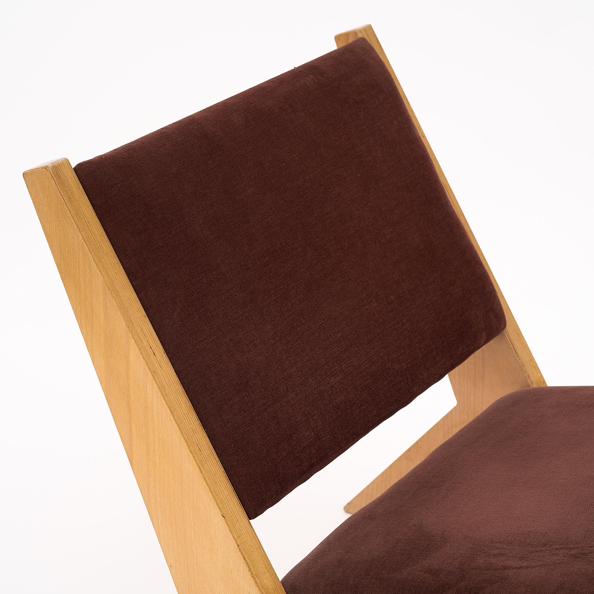 Wood and Velvet Modernist Armchairs For Sale 2