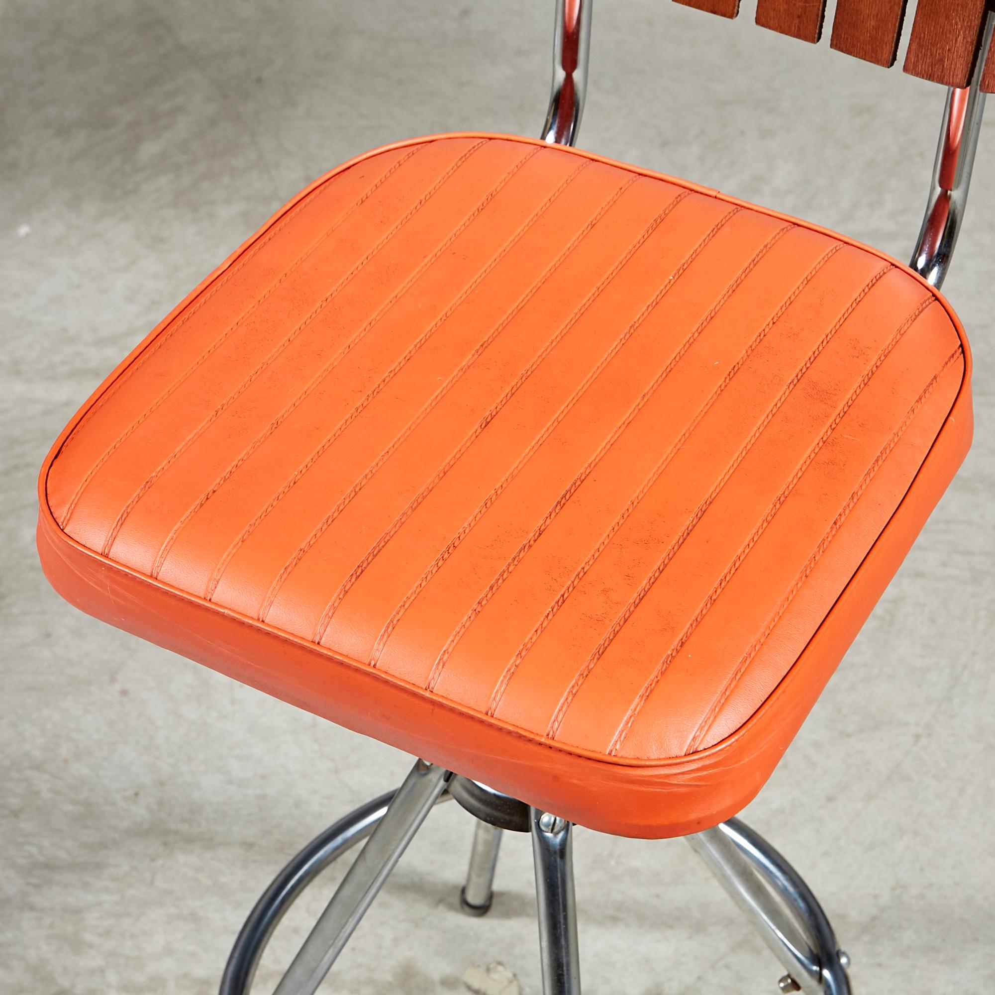 Mid-Century Modern Wood and Vinyl Bar Stools, 1960s