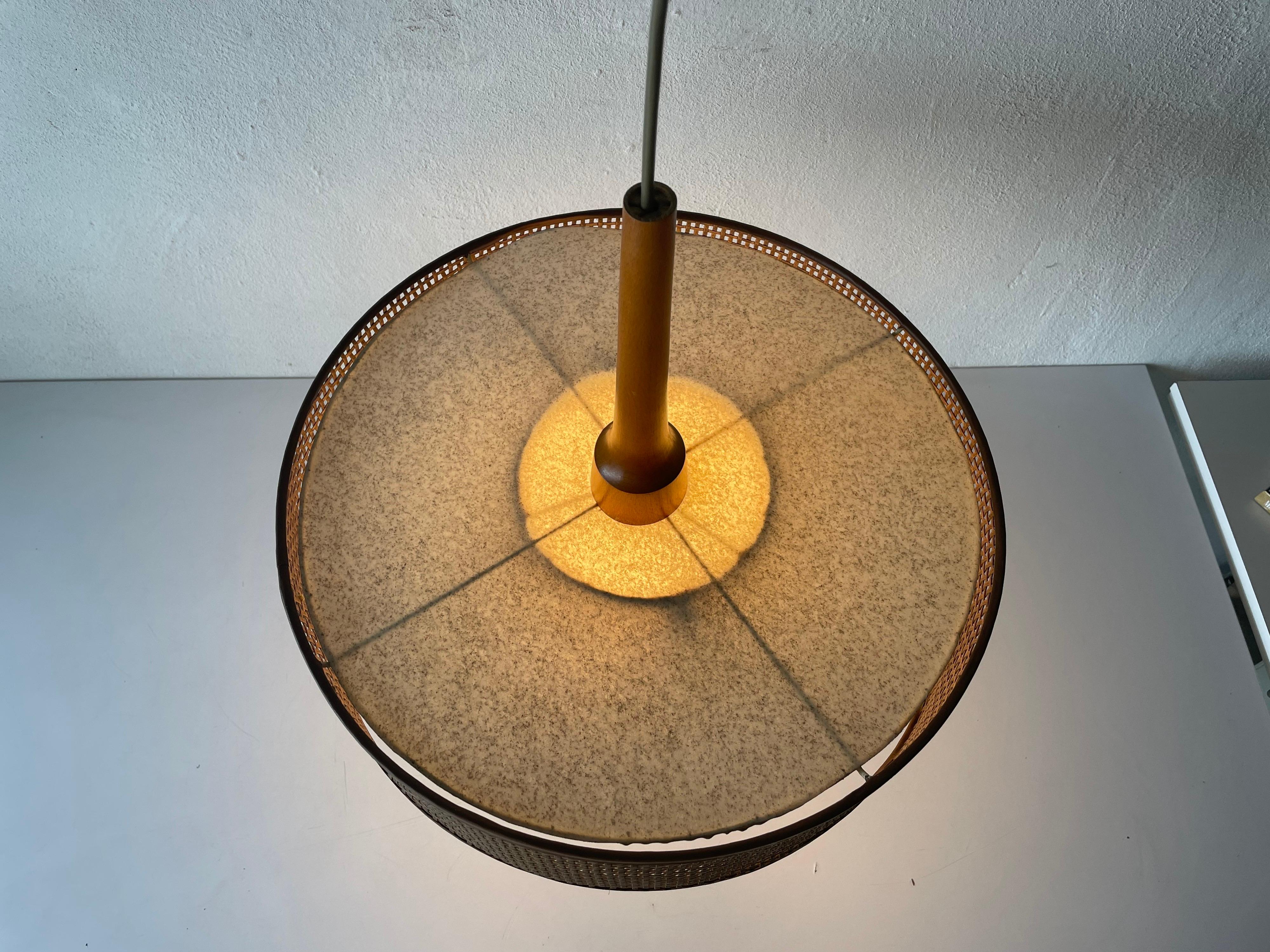 Wood and Wicker Pendant Lamp by Temde, 1960s Switzerland For Sale 5
