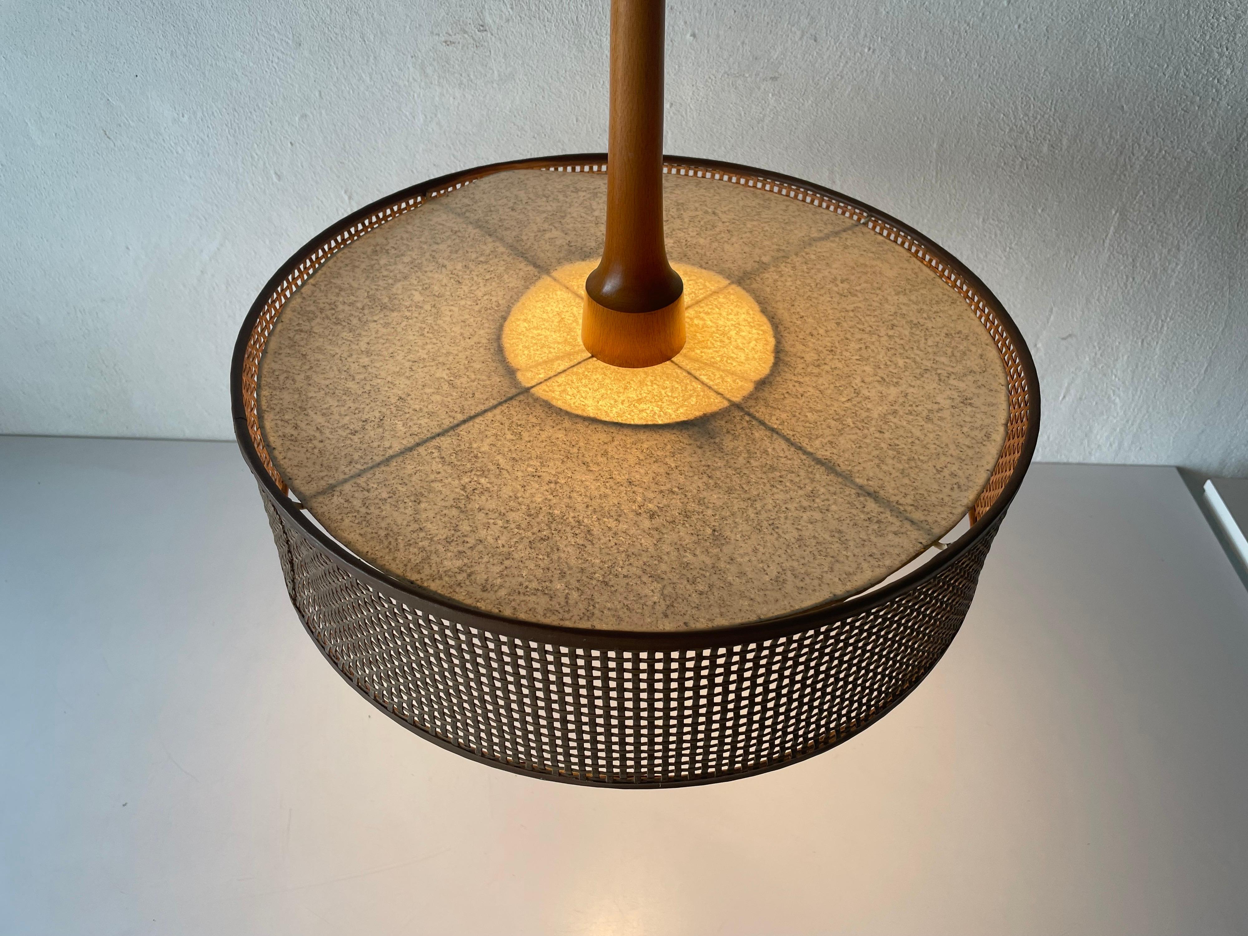 Wood and Wicker Pendant Lamp by Temde, 1960s Switzerland For Sale 7