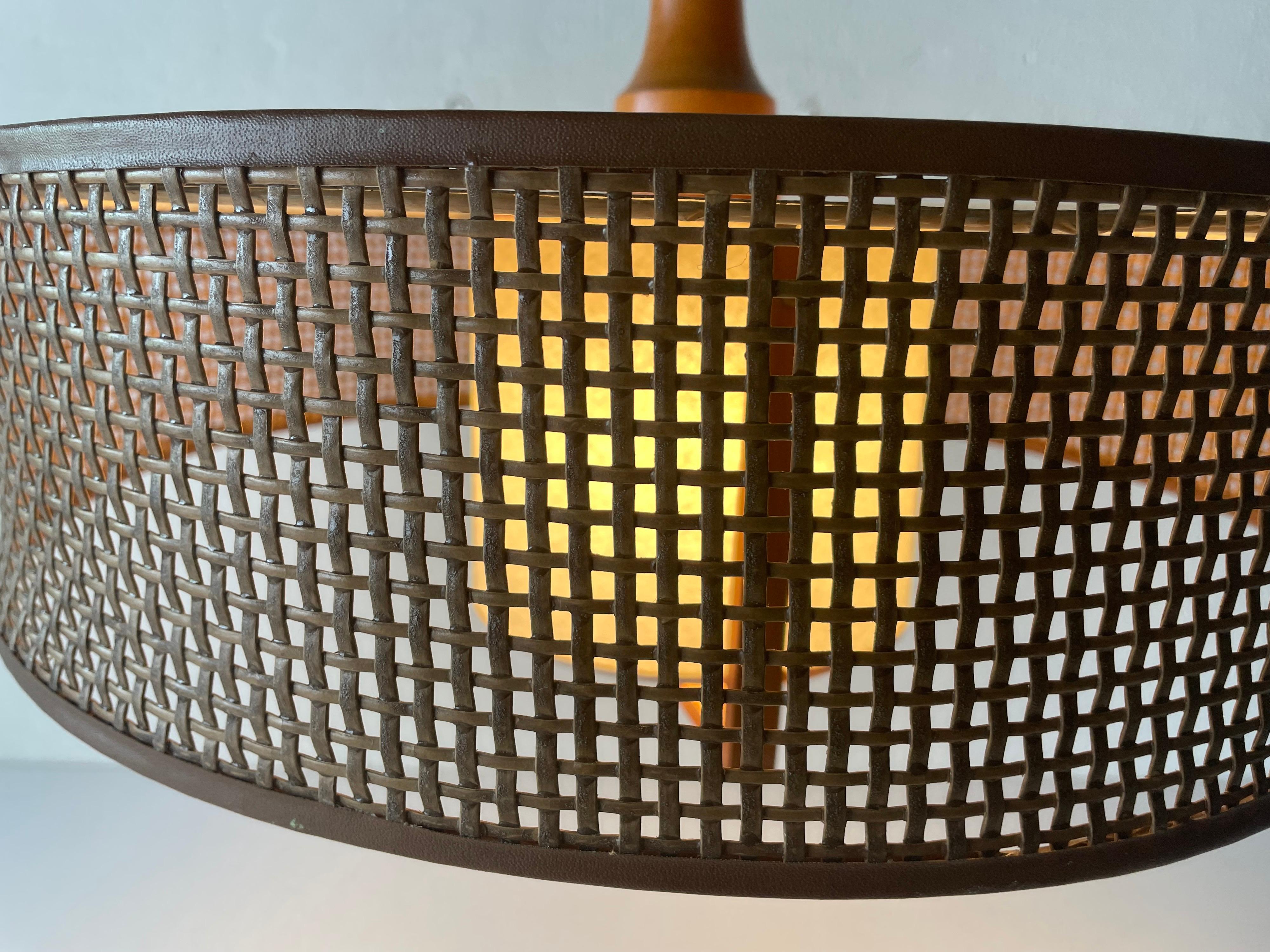 Wood and Wicker Pendant Lamp by Temde, 1960s Switzerland For Sale 8