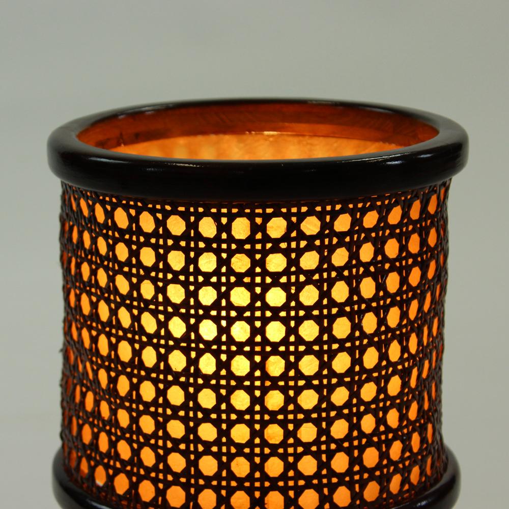 Wood and Wicker Table Lights, Czechoslovakia, circa 1950s For Sale 4