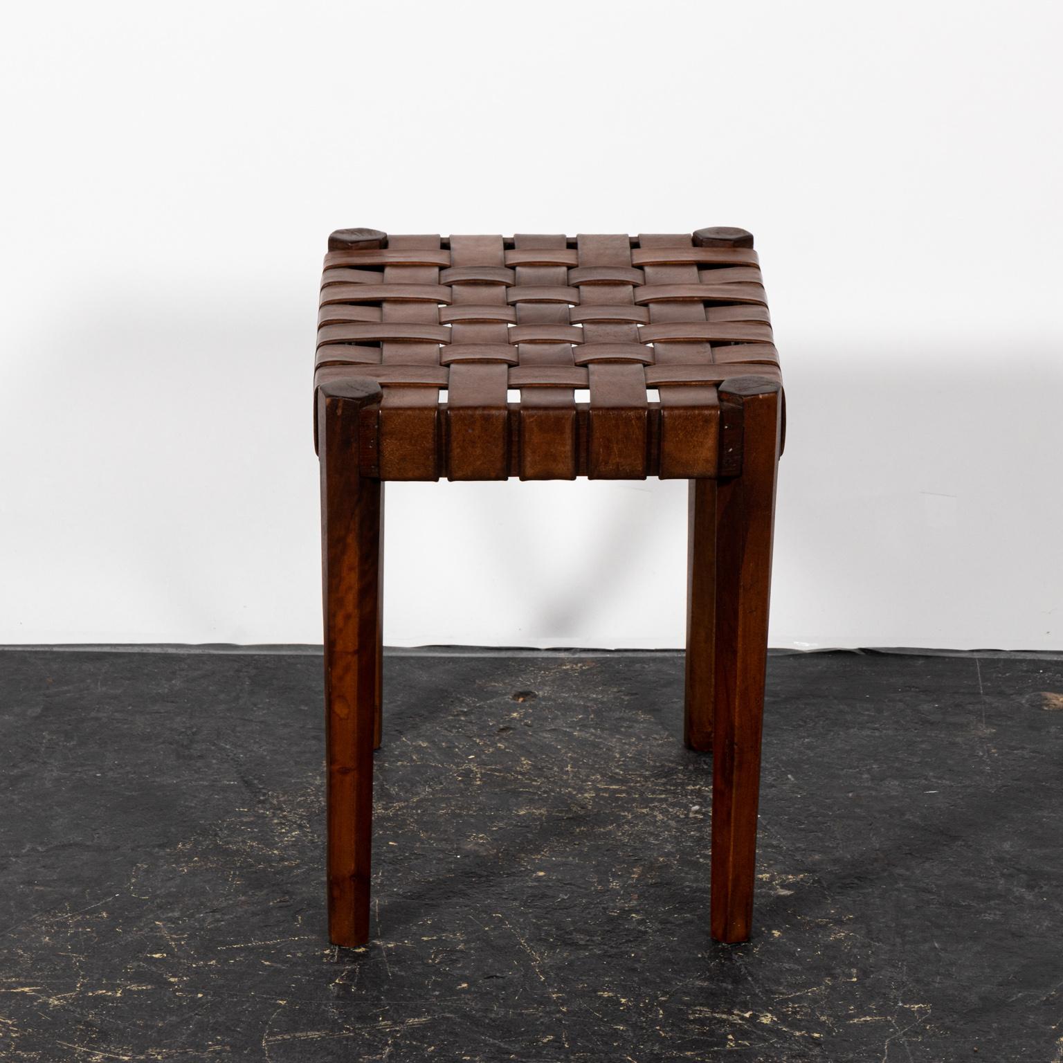 Wood and Woven Leather Stools 2