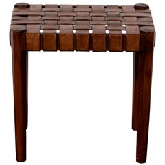 Wood and Woven Leather Stools