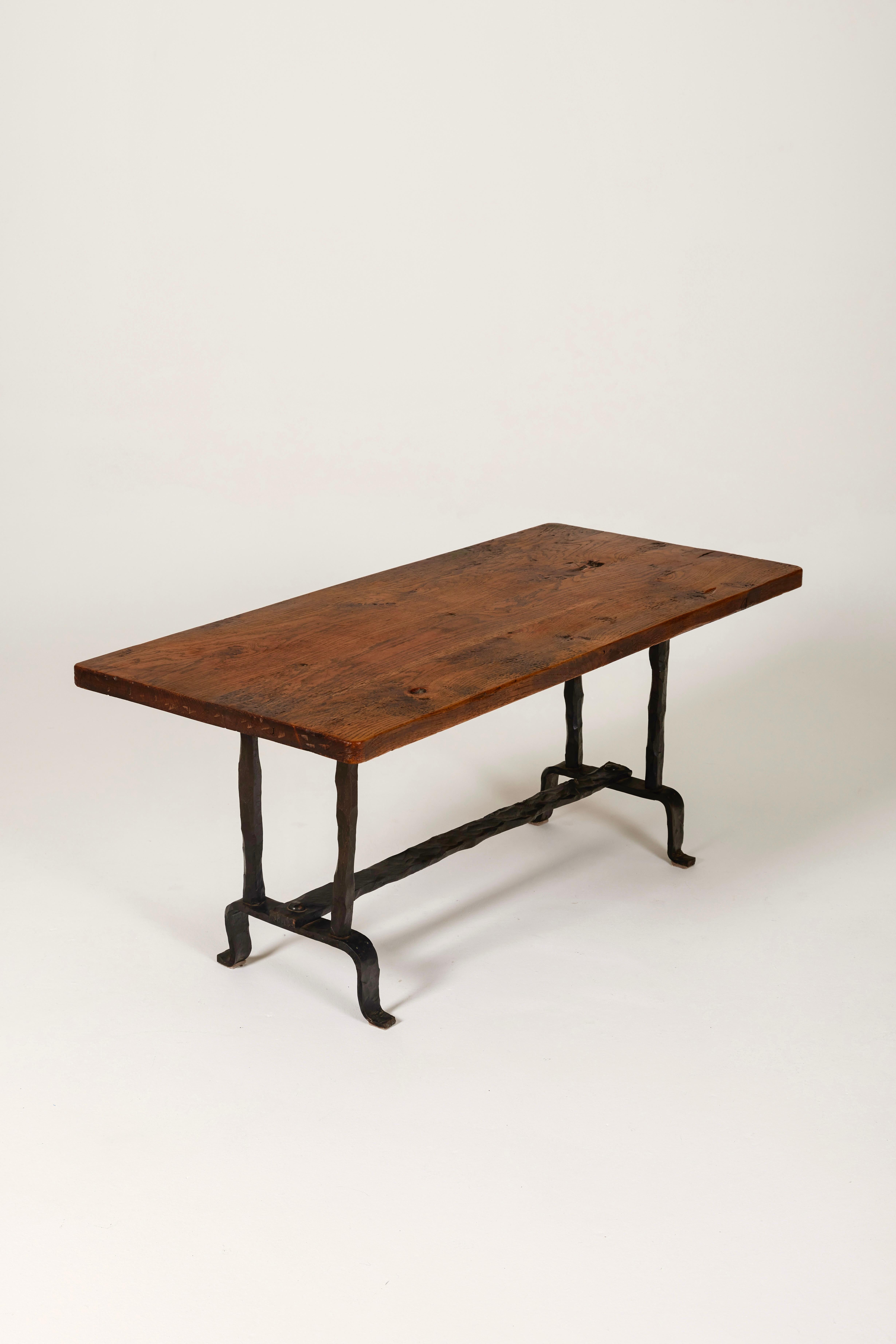 Iron Mid-century brutalist french coffee table For Sale