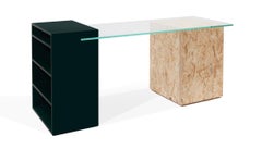 Wood Apart Desk in lacquered wood, OSB wood and tempered glass