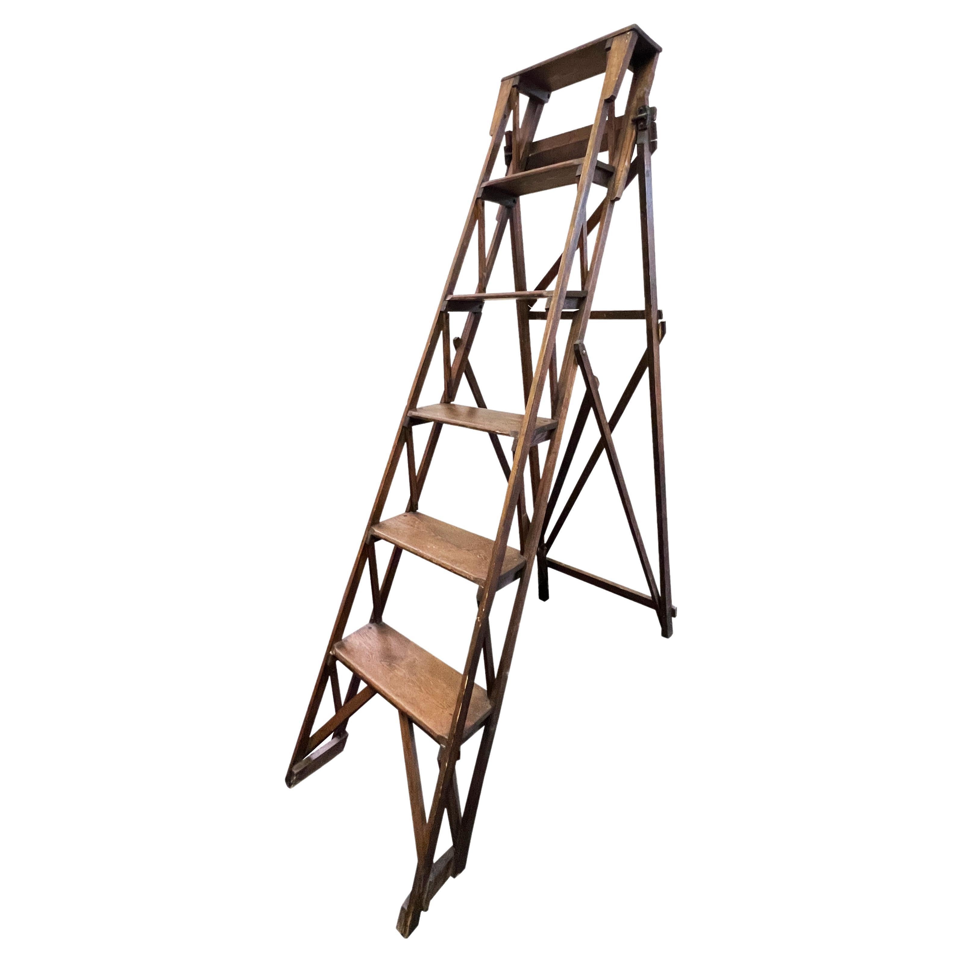 Wood Architectural English Ladder Circa 1970 For Sale