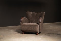 Sedia da salotto con braccioli in legno, Wood