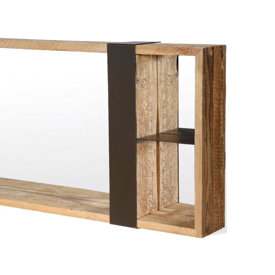 Kunstspiegel aus Holzholz mit Eisenregal, hergestellt in Italien (Moderne) im Angebot
