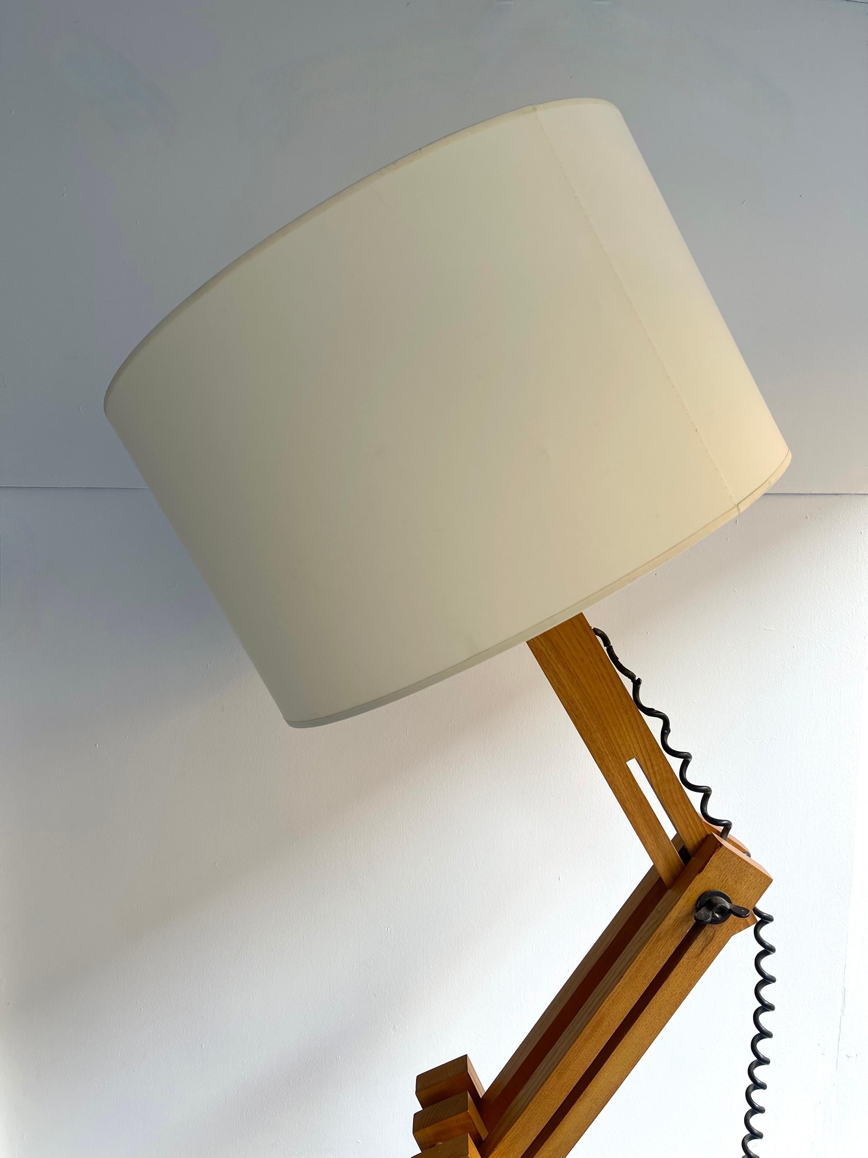 Wood Articulated Floor Lamp by Daniel Pigeon, France, 1970s 4