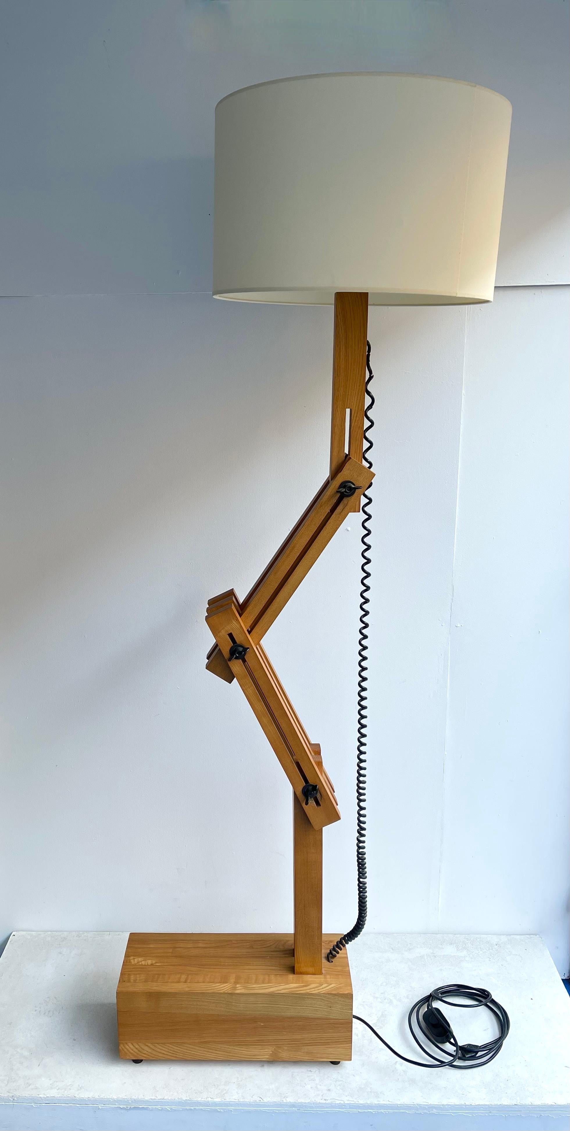 Wood Articulated Floor Lamp by Daniel Pigeon, France, 1970s 6