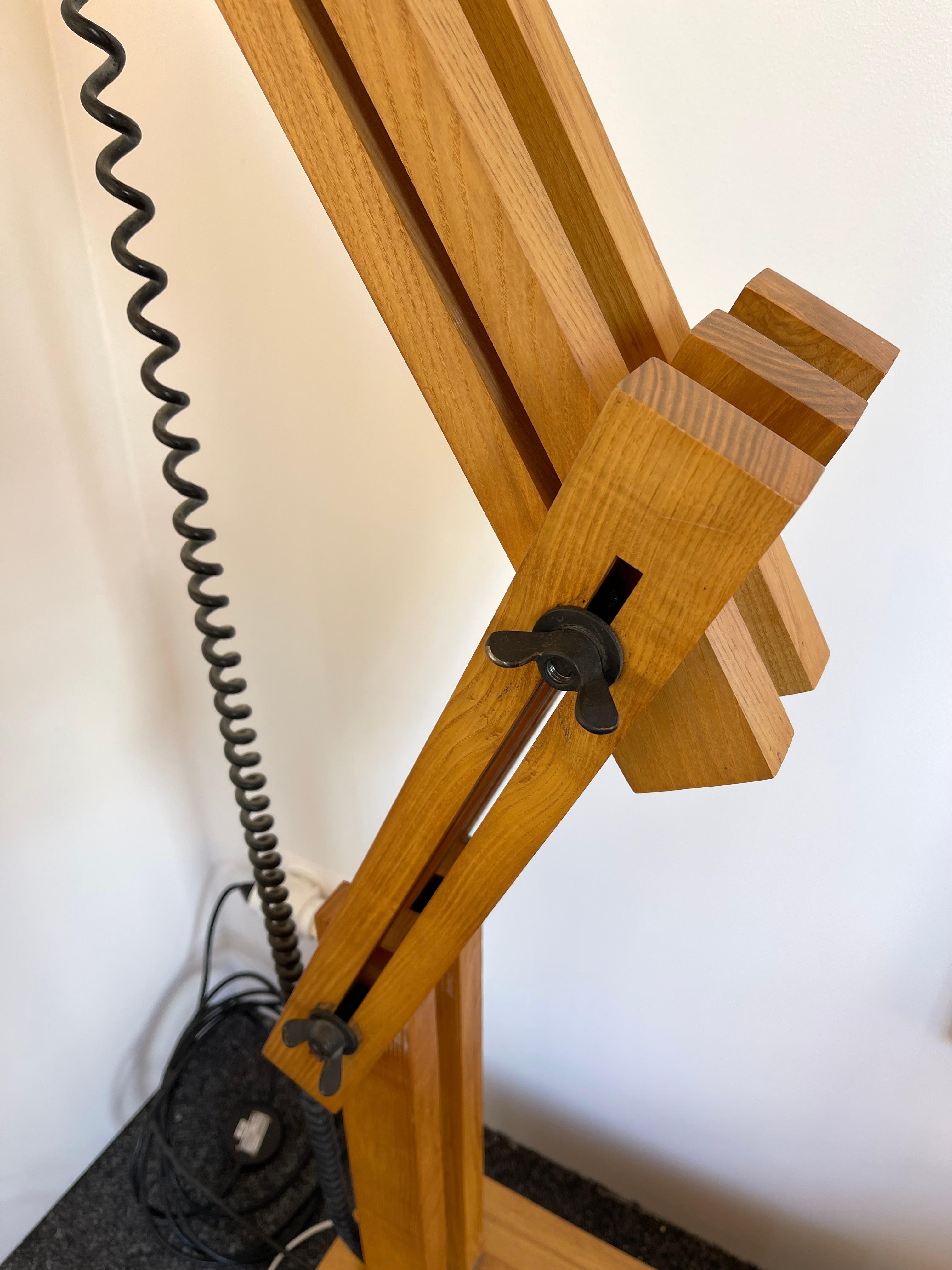 Wood Articulated Floor Lamp by Daniel Pigeon, France, 1970s 7