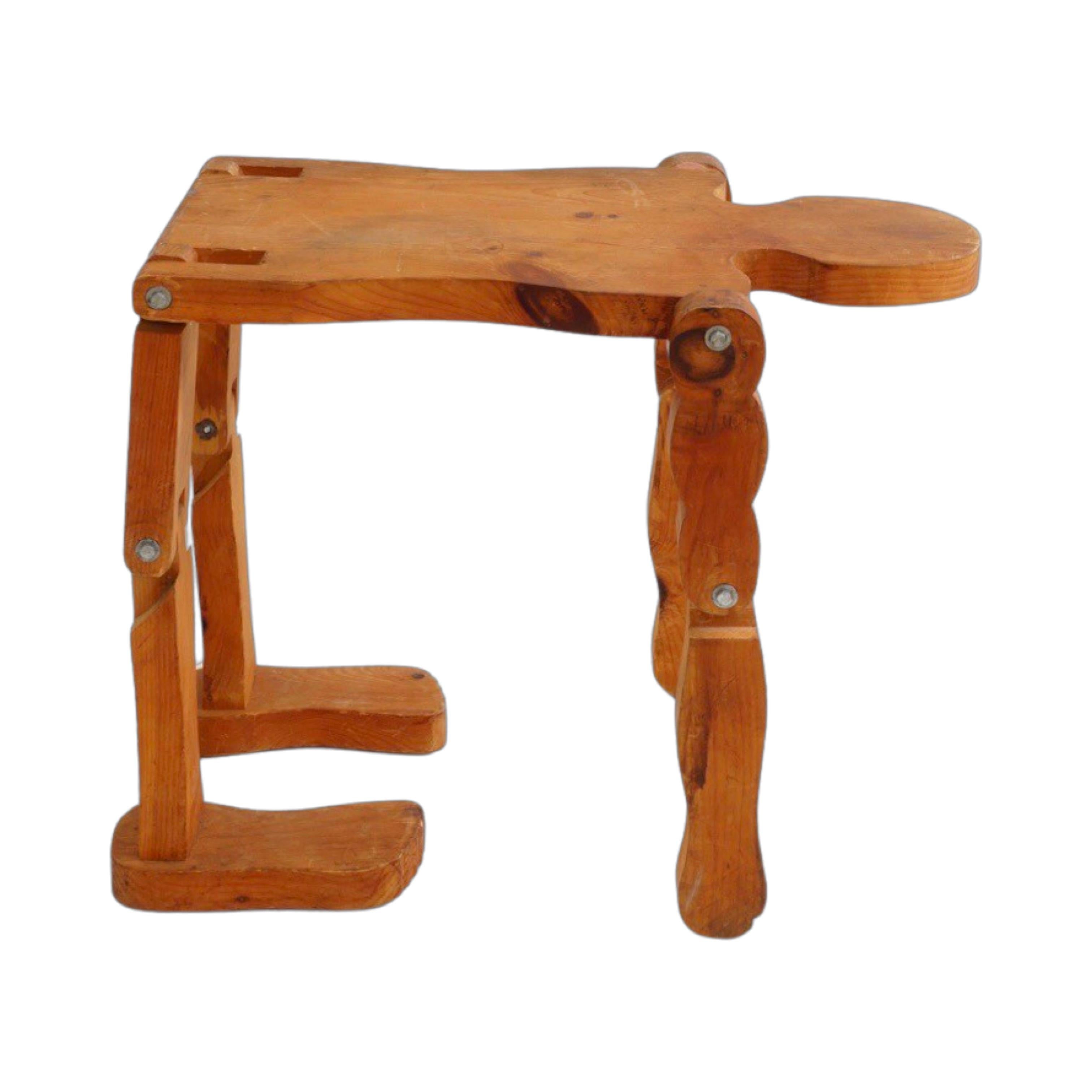 Wood Articulating Figural Table, 1980s In Good Condition For Sale In Philadelphia, PA