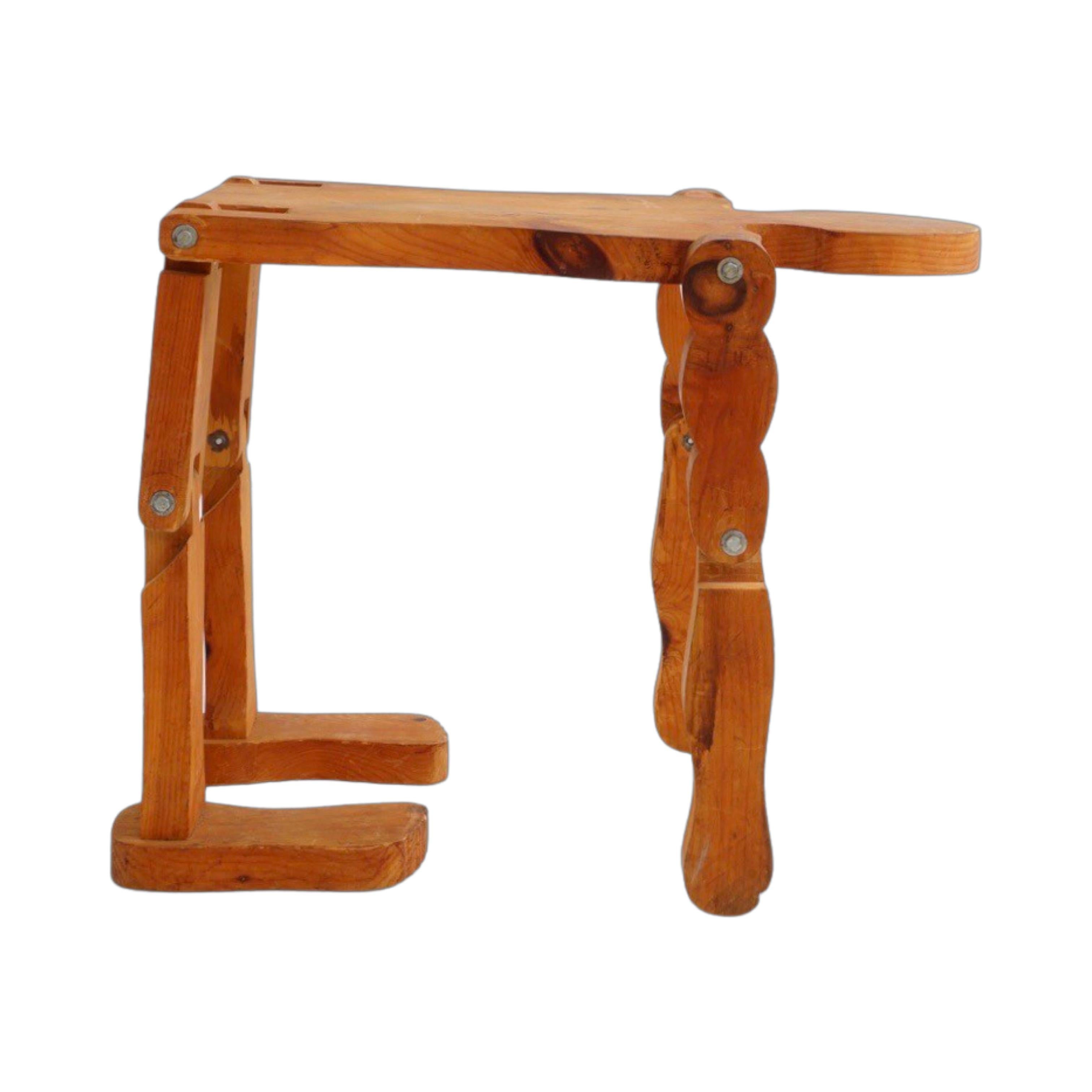 Metal Wood Articulating Figural Table, 1980s For Sale