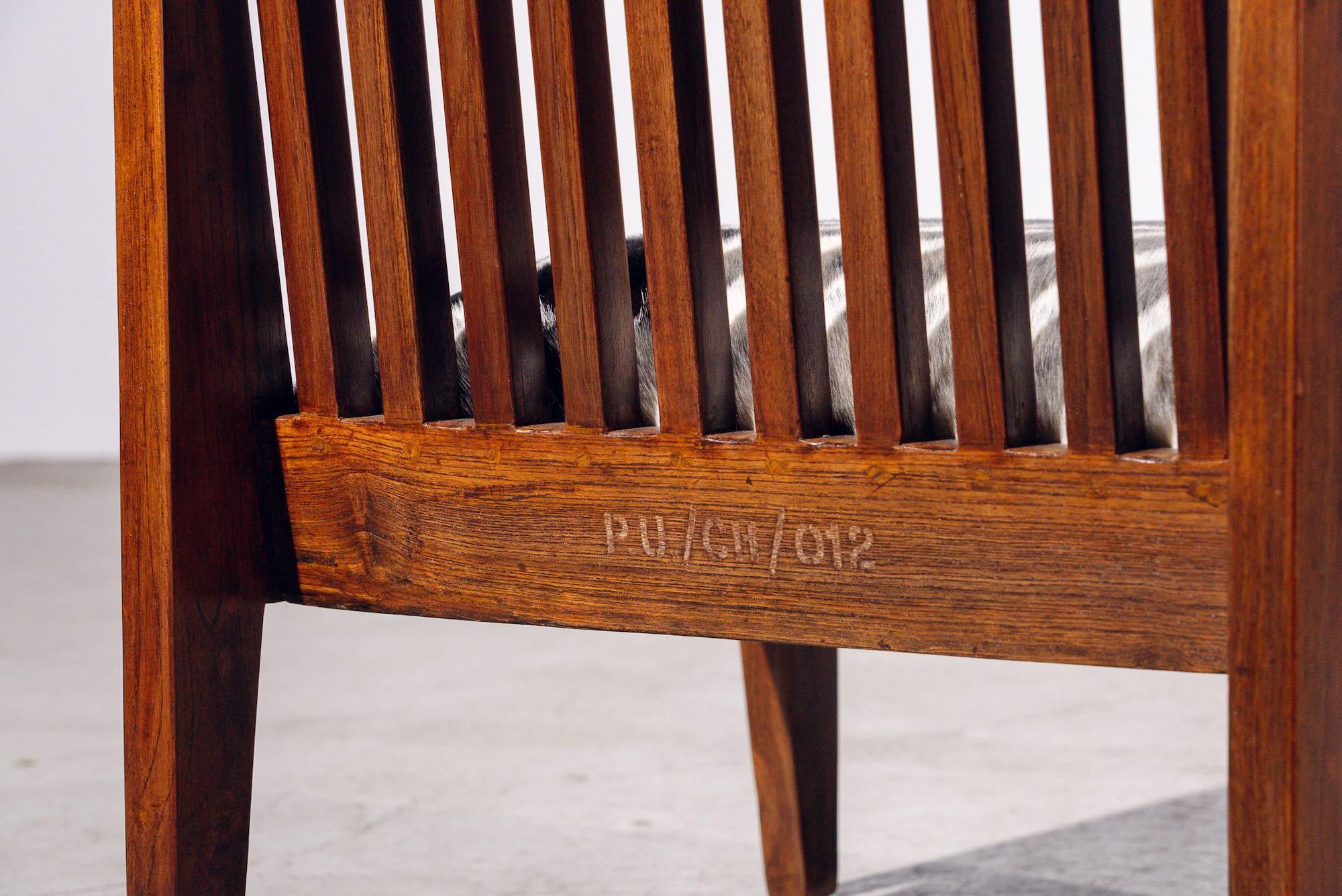 Mid-Century Modern Wood Back Low Chair by Pierre Jeanneret for Chandigarh, India, Circa 1965-66 For Sale