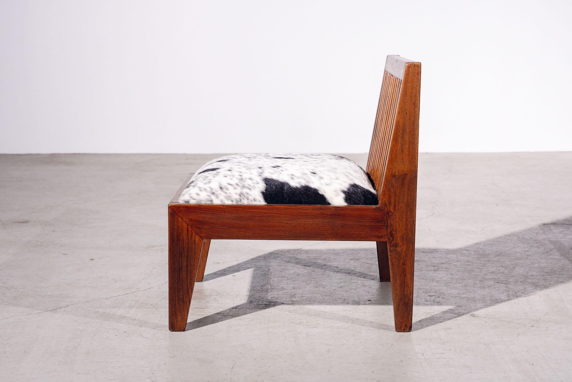 20th Century Wood Back Low Chair by Pierre Jeanneret for Chandigarh, India, Circa 1965-66 For Sale