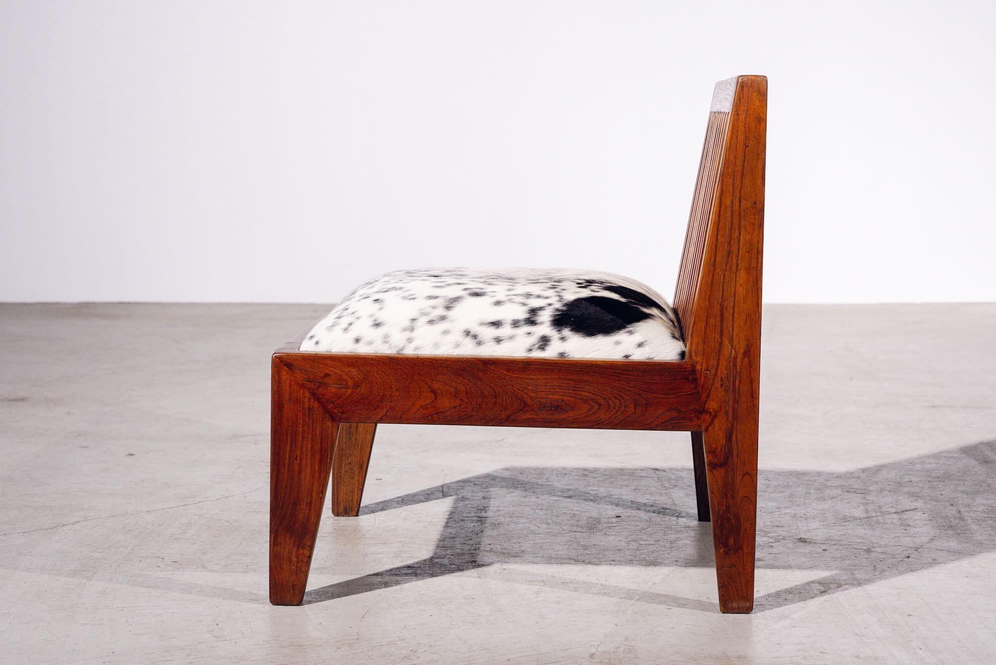 20th Century Wood Back Low Chair by Pierre Jeanneret for Chandigarh, India, Circa 1965-66 For Sale