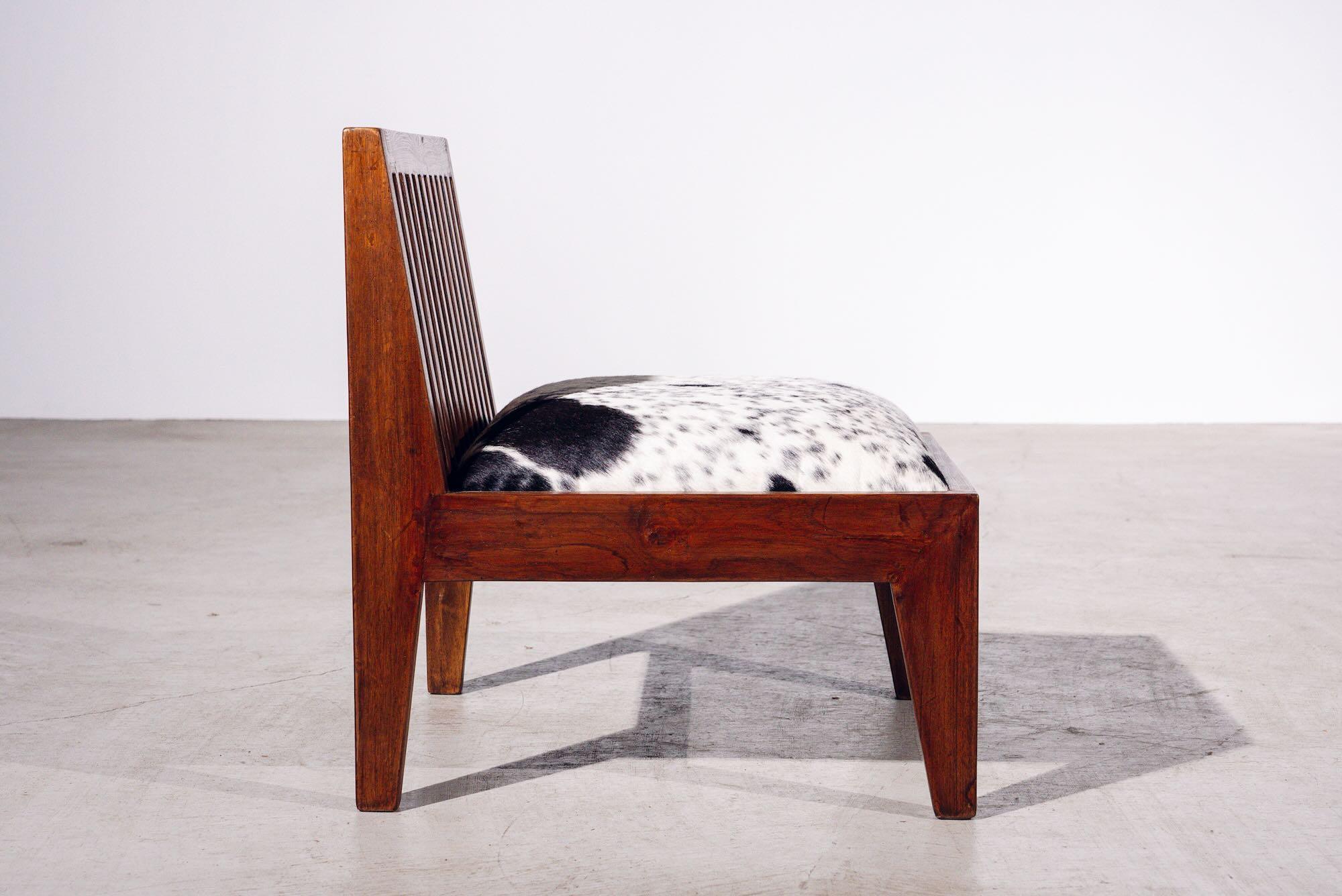 Teak Wood Back Low Chair by Pierre Jeanneret for Chandigarh, India, Circa 1965-66 For Sale